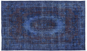Traditional Design Blue Over Dyed Vintage Rug 5'11'' x 9'10'' ft 180 x 300 cm
