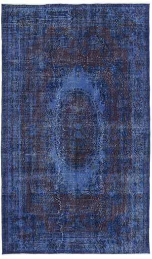 Traditional Design Blue Over Dyed Vintage Rug 5'11'' x 9'10'' ft 180 x 300 cm