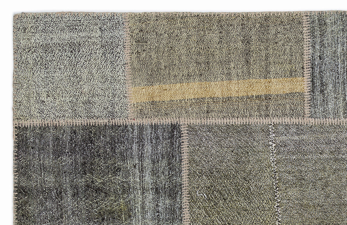 Striped Over Dyed Kilim Patchwork Unique Rug 5&#39;3&#39;&#39; x 7&#39;7&#39;&#39; ft 160 x 230 cm