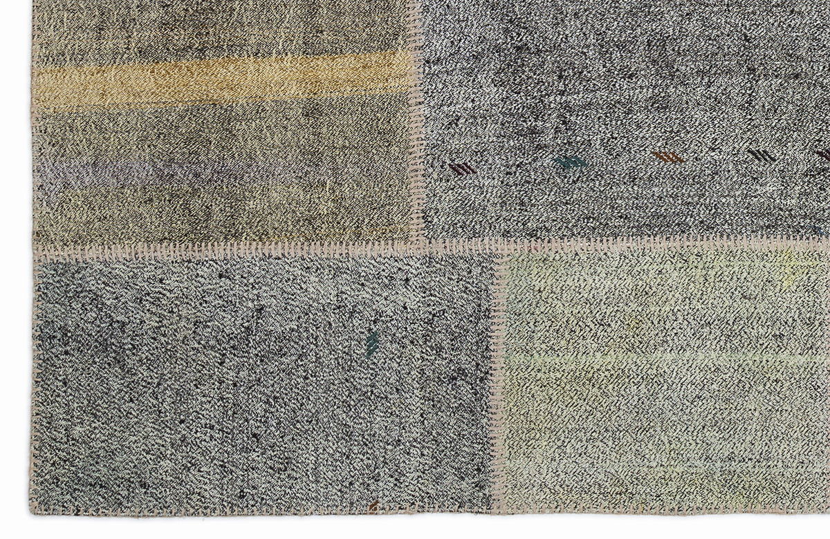 Striped Over Dyed Kilim Patchwork Unique Rug 5&#39;3&#39;&#39; x 7&#39;7&#39;&#39; ft 160 x 230 cm