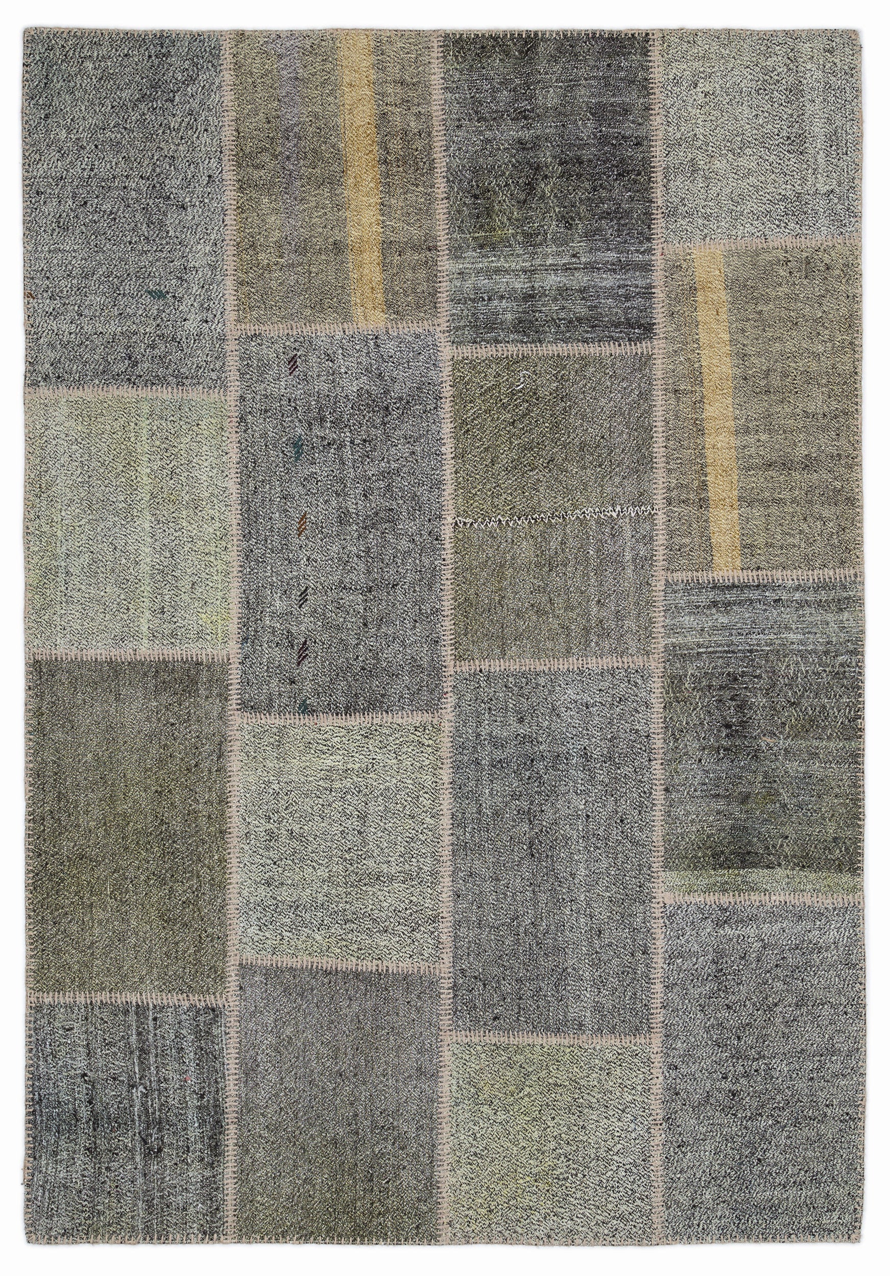 Striped Over Dyed Kilim Patchwork Unique Rug 5'3'' x 7'7'' ft 160 x 230 cm
