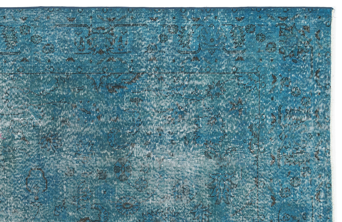 Turquoise  Over Dyed Vintage Rug 6'9'' x 10'8'' ft 206 x 325 cm