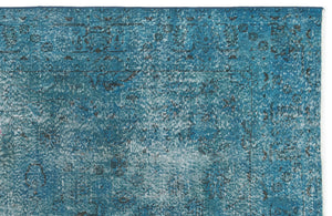 Turquoise  Over Dyed Vintage Rug 6'9'' x 10'8'' ft 206 x 325 cm