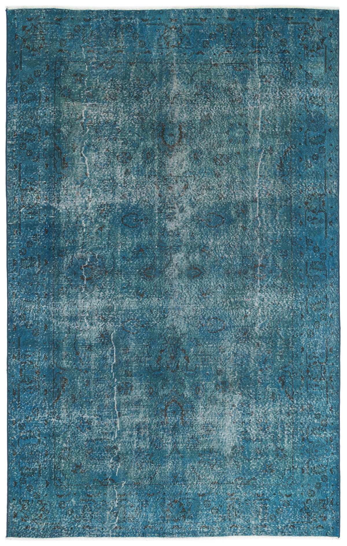 Turquoise  Over Dyed Vintage Rug 6'9'' x 10'8'' ft 206 x 325 cm