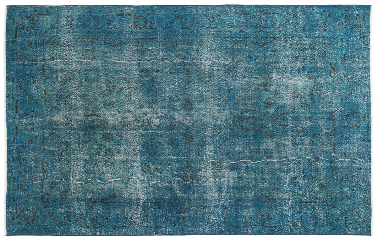 Turquoise  Over Dyed Vintage Rug 6'9'' x 10'8'' ft 206 x 325 cm