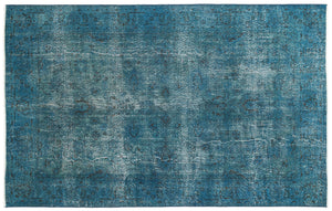 Turquoise  Over Dyed Vintage Rug 6'9'' x 10'8'' ft 206 x 325 cm