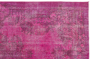 Fuchsia Over Dyed Vintage Rug 5'5'' x 9'6'' ft 164 x 290 cm