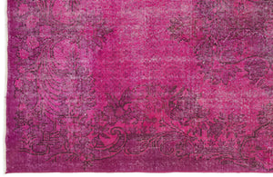 Fuchsia Over Dyed Vintage Rug 5'5'' x 9'6'' ft 164 x 290 cm