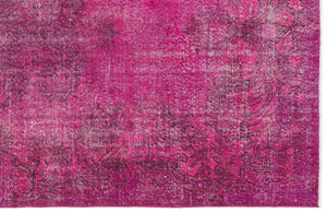 Fuchsia Over Dyed Vintage Rug 5'5'' x 9'6'' ft 164 x 290 cm