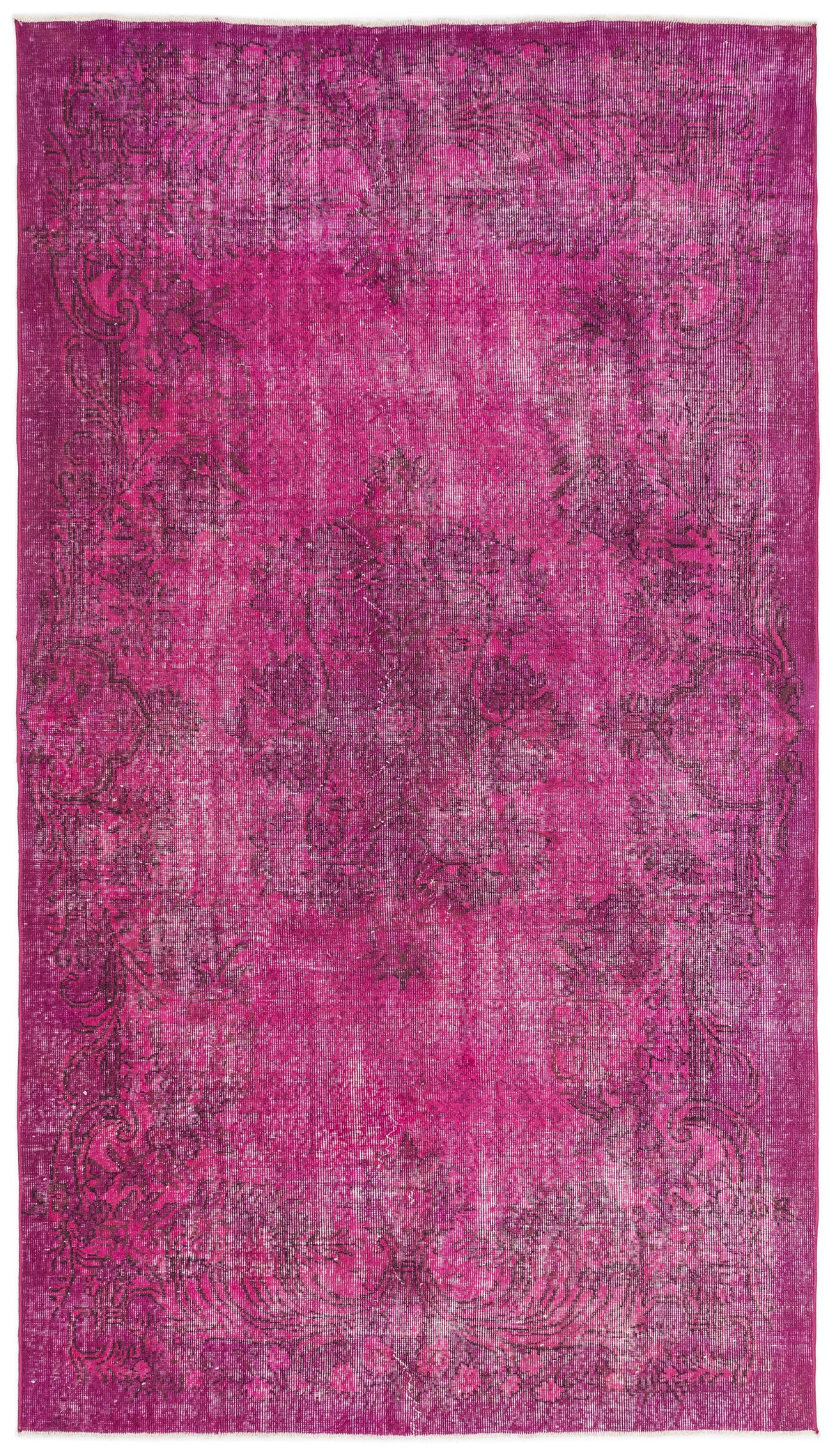 Fuchsia Over Dyed Vintage Rug 5&#39;5&#39;&#39; x 9&#39;6&#39;&#39; ft 164 x 290 cm