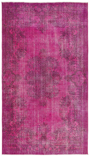 Fuchsia Over Dyed Vintage Rug 5'5'' x 9'6'' ft 164 x 290 cm