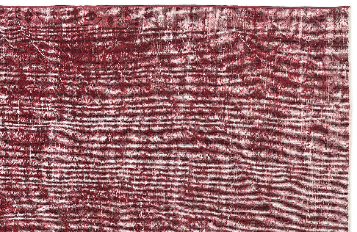 Red Over Dyed Vintage Rug 5&#39;7&#39;&#39; x 9&#39;8&#39;&#39; ft 169 x 295 cm