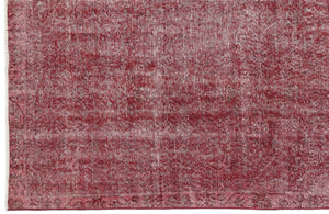Red Over Dyed Vintage Rug 5'7'' x 9'8'' ft 169 x 295 cm