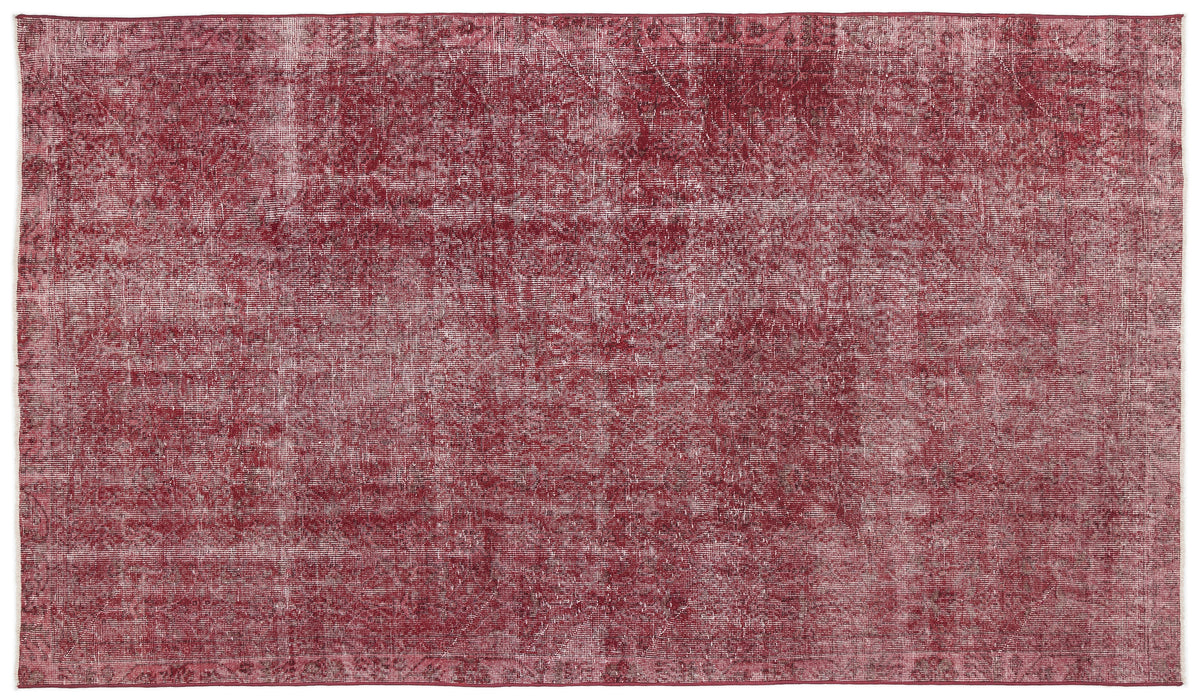 Red Over Dyed Vintage Rug 5&#39;7&#39;&#39; x 9&#39;8&#39;&#39; ft 169 x 295 cm