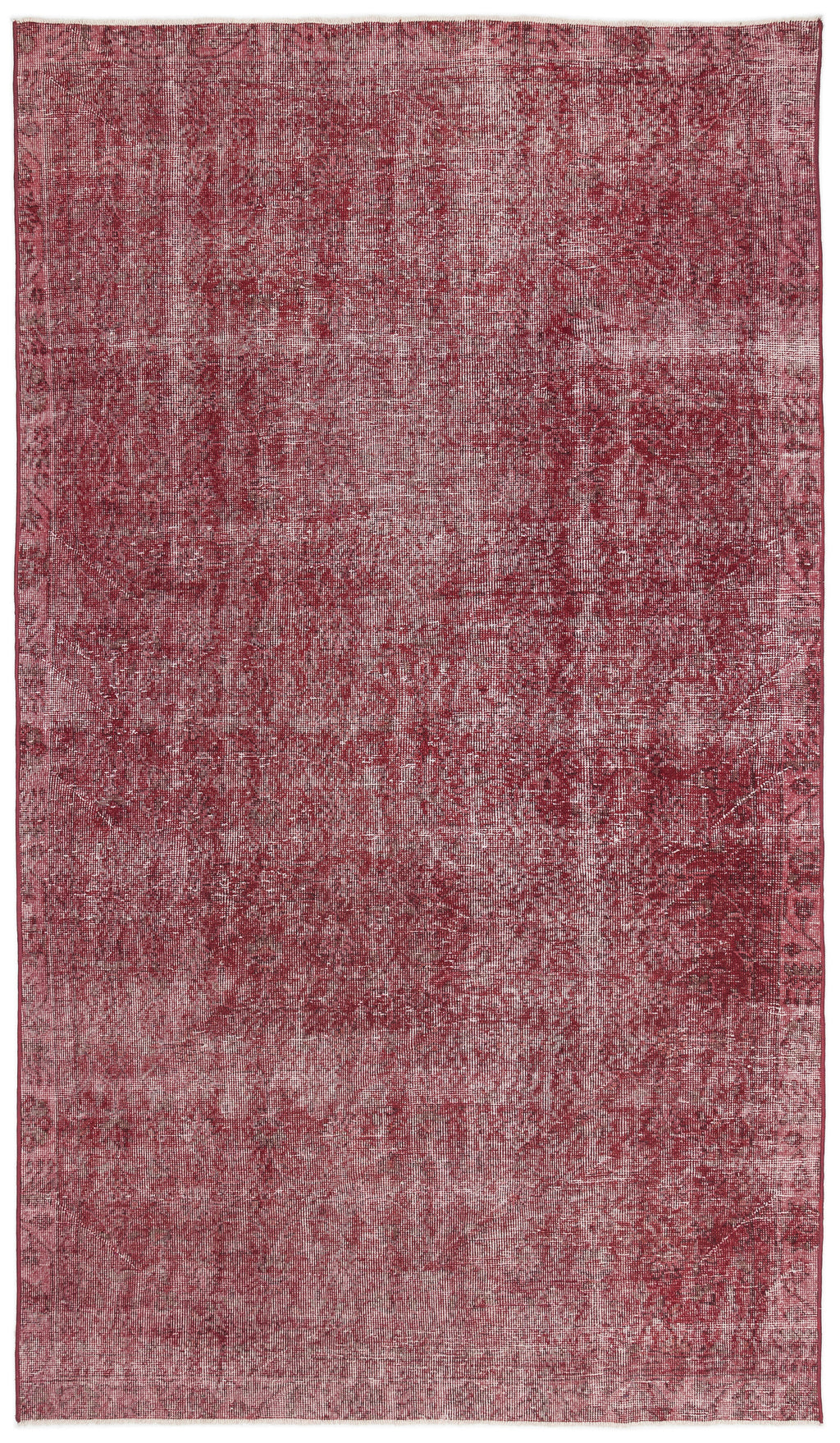 Red Over Dyed Vintage Rug 5'7'' x 9'8'' ft 169 x 295 cm