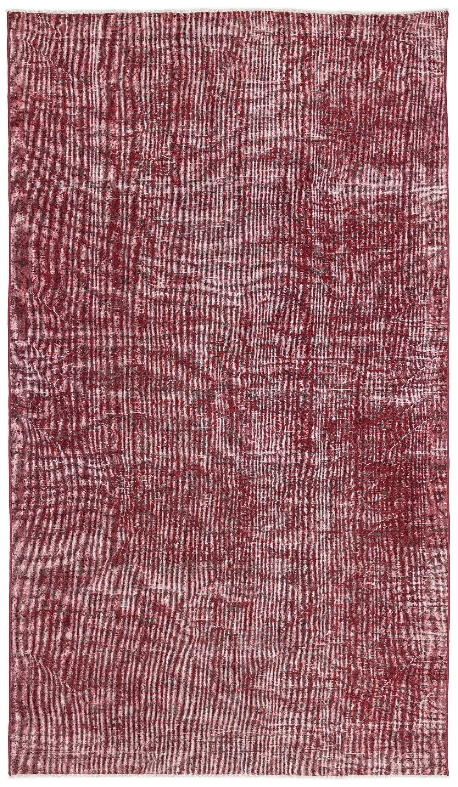 Red Over Dyed Vintage Rug 5'7'' x 9'8'' ft 169 x 295 cm