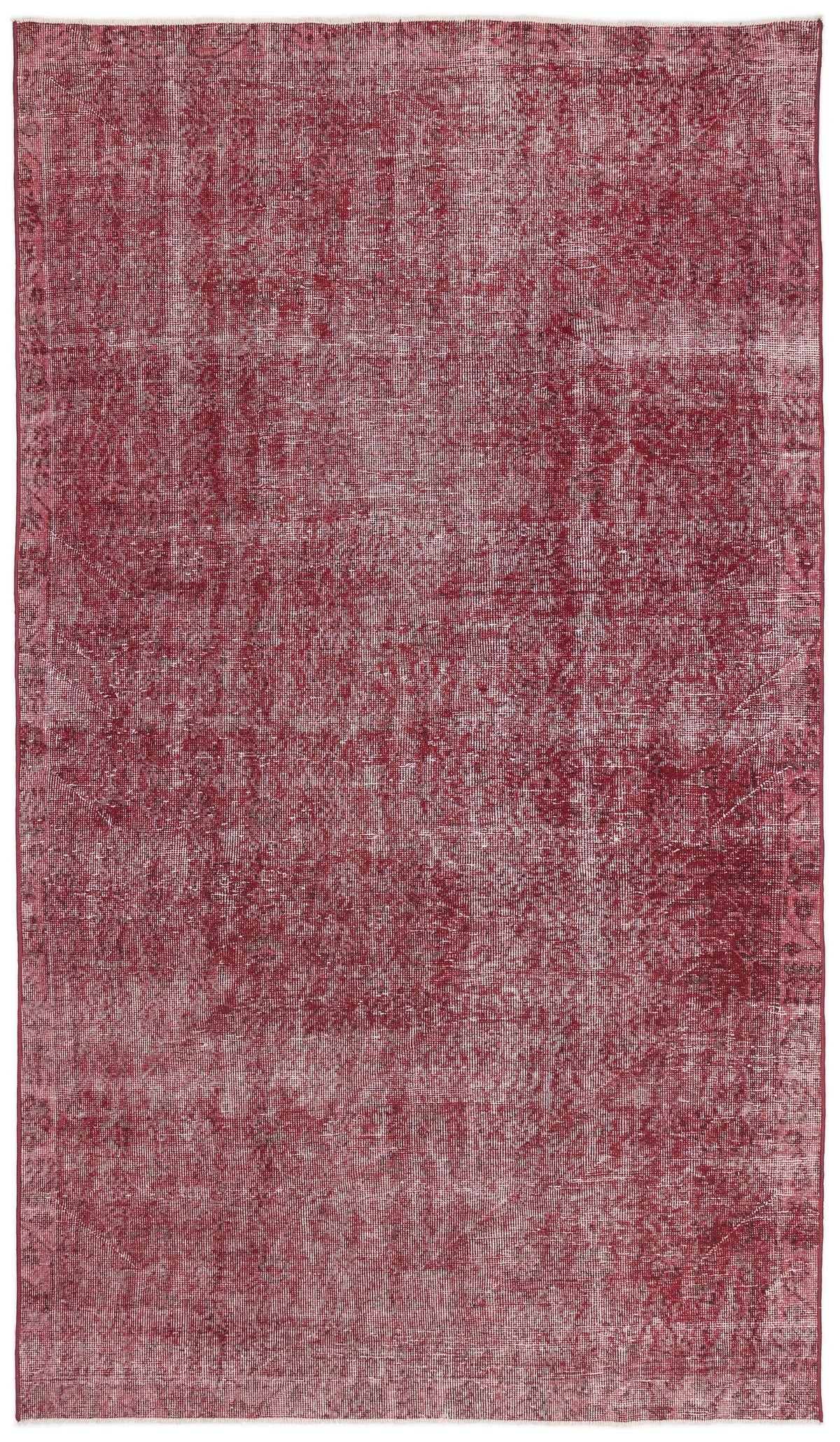 Red Over Dyed Vintage Rug 5&#39;7&#39;&#39; x 9&#39;8&#39;&#39; ft 169 x 295 cm