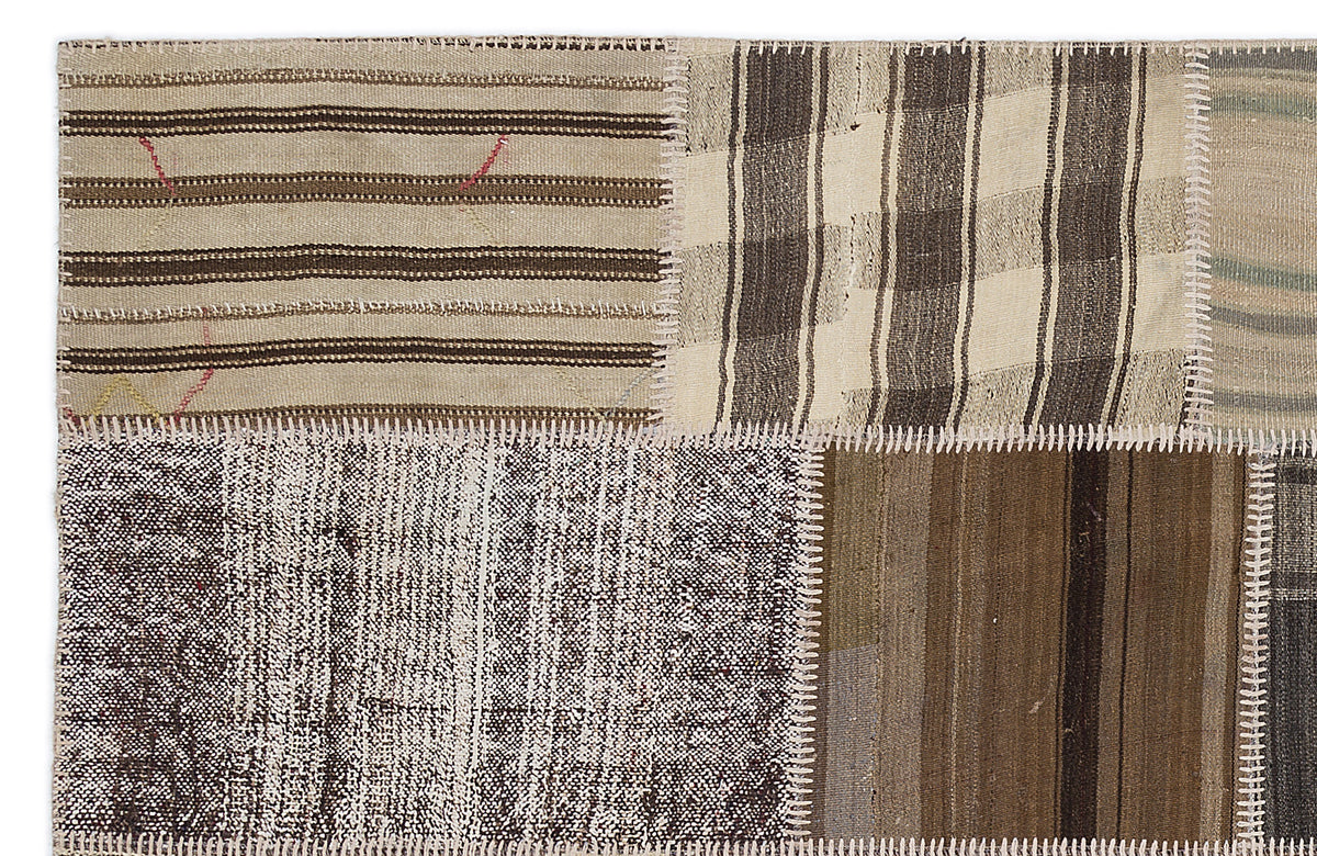 Striped Over Dyed Kilim Patchwork Unique Rug 5&#39;3&#39;&#39; x 7&#39;7&#39;&#39; ft 160 x 230 cm