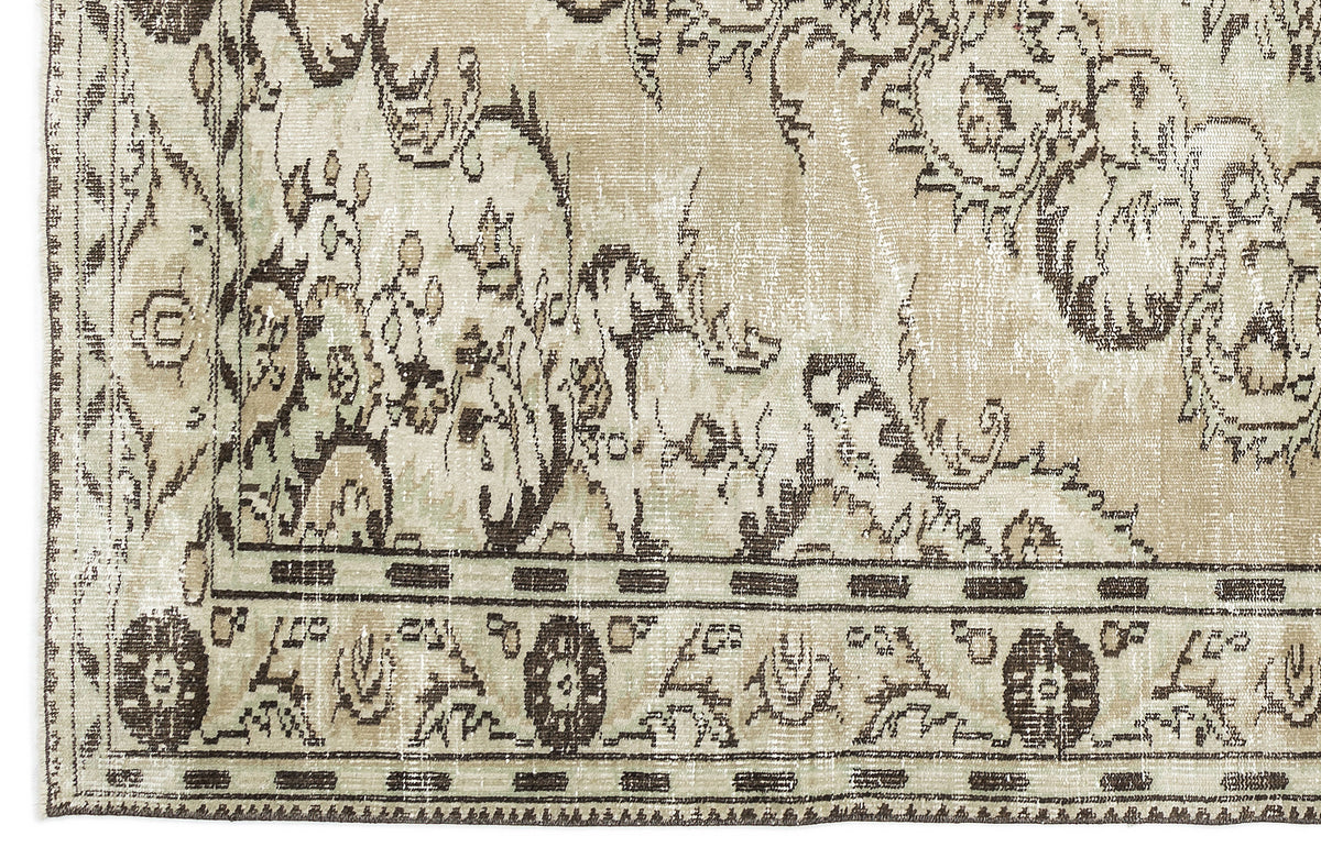 Beige Over Dyed Vintage Rug 6&#39;3&#39;&#39; x 8&#39;9&#39;&#39; ft 190 x 267 cm