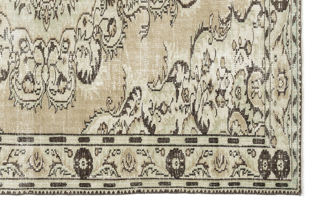 Beige Over Dyed Vintage Rug 6&#39;3&#39;&#39; x 8&#39;9&#39;&#39; ft 190 x 267 cm