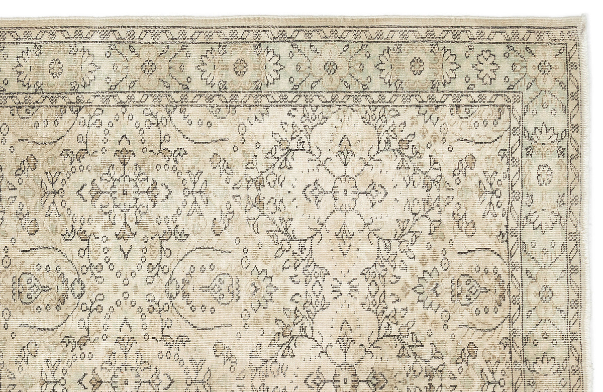 Beige Over Dyed Vintage Rug 5&#39;12&#39;&#39; x 9&#39;7&#39;&#39; ft 182 x 293 cm