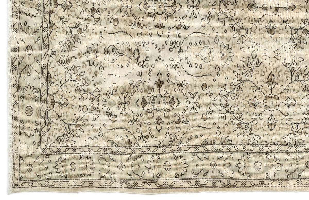 Beige Over Dyed Vintage Rug 5&#39;12&#39;&#39; x 9&#39;7&#39;&#39; ft 182 x 293 cm