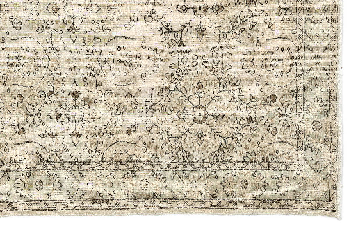 Beige Over Dyed Vintage Rug 5&#39;12&#39;&#39; x 9&#39;7&#39;&#39; ft 182 x 293 cm