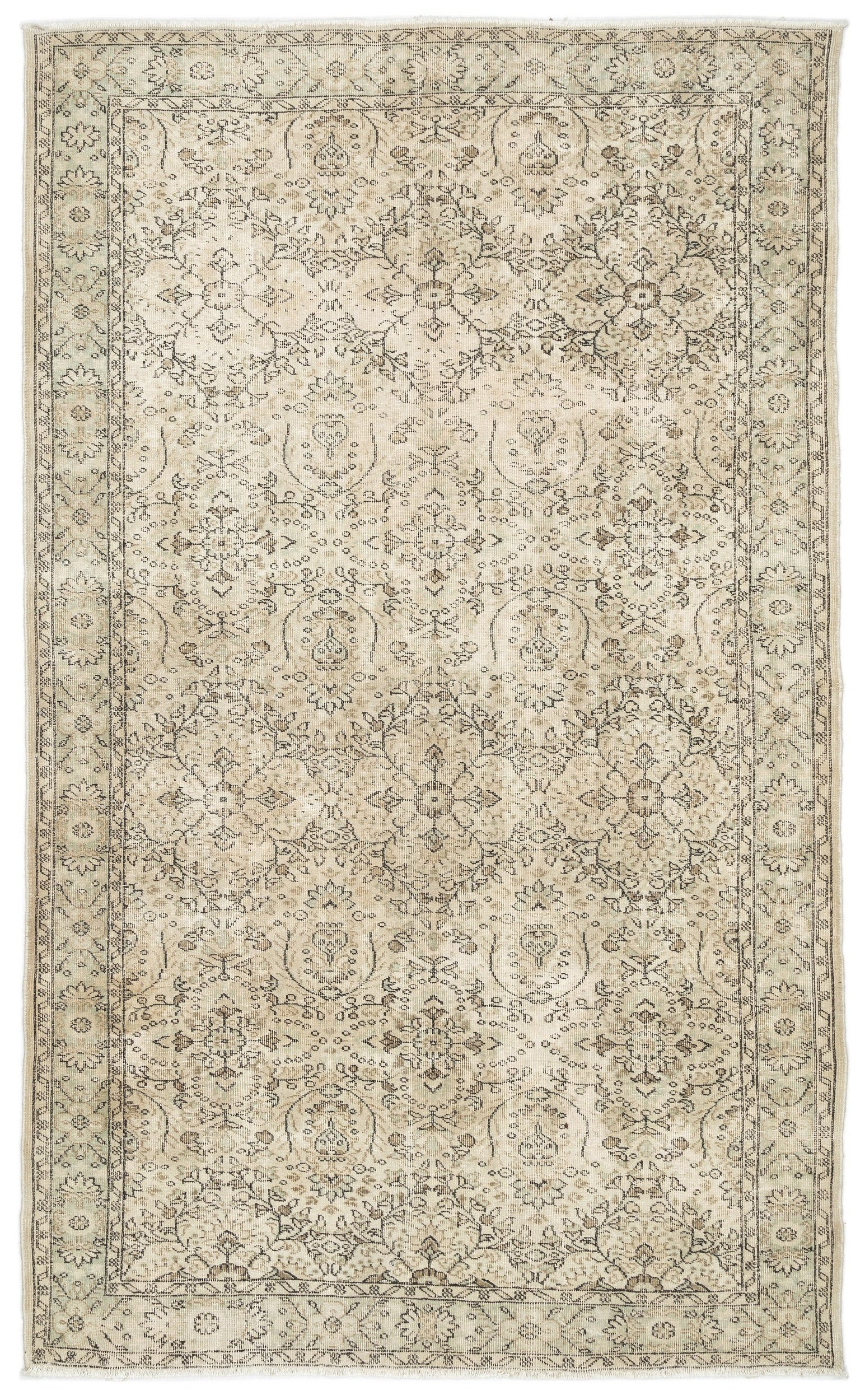 Beige Over Dyed Vintage Rug 5'12'' x 9'7'' ft 182 x 293 cm
