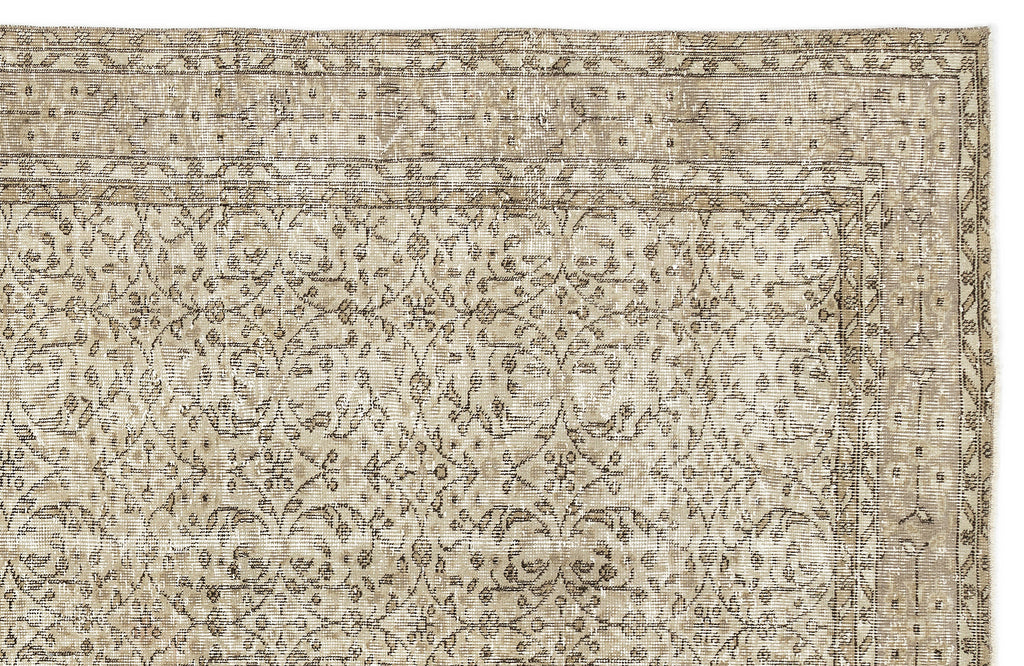 Beige Over Dyed Vintage Rug 5'8'' x 9'1'' ft 173 x 277 cm