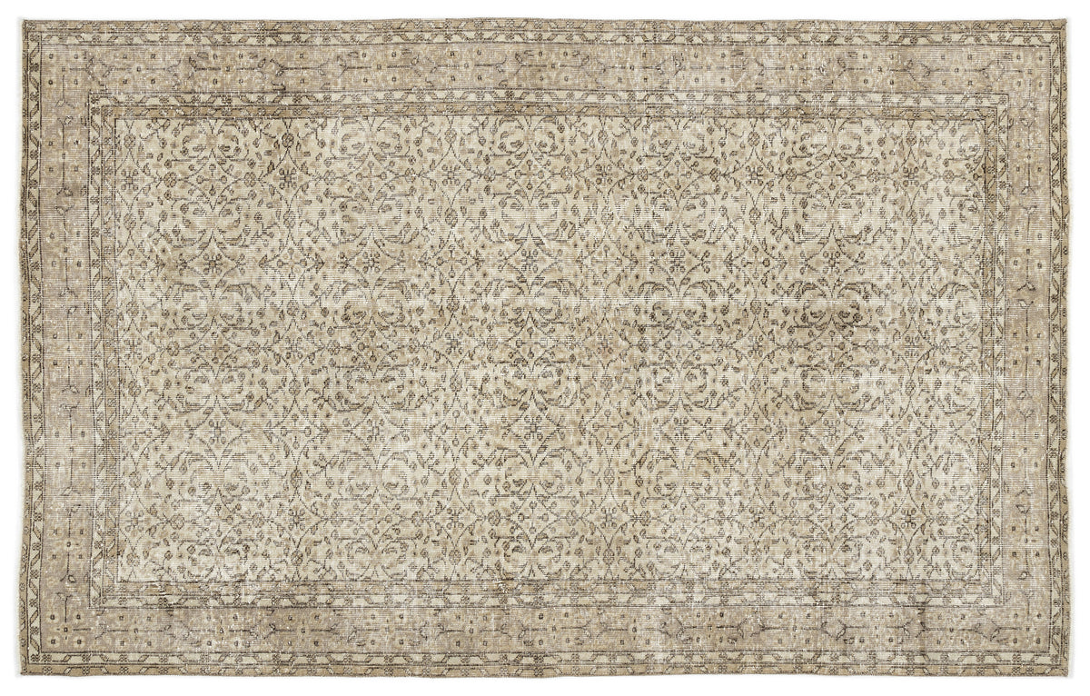 Beige Over Dyed Vintage Rug 5&#39;8&#39;&#39; x 9&#39;1&#39;&#39; ft 173 x 277 cm