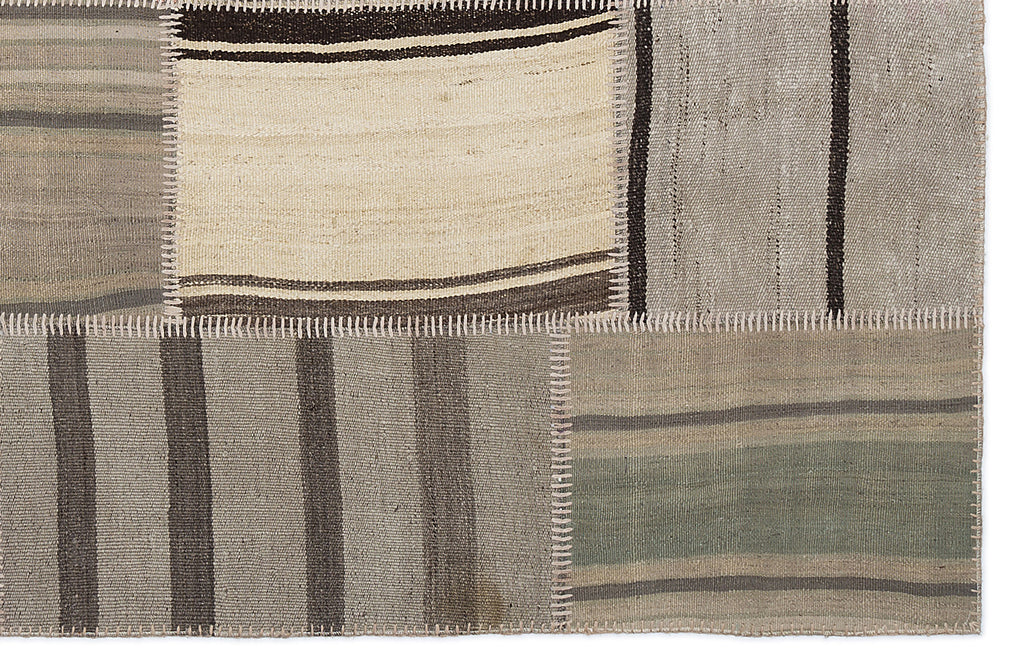 Striped Over Dyed Kilim Patchwork Unique Rug 5'3'' x 7'7'' ft 160 x 230 cm