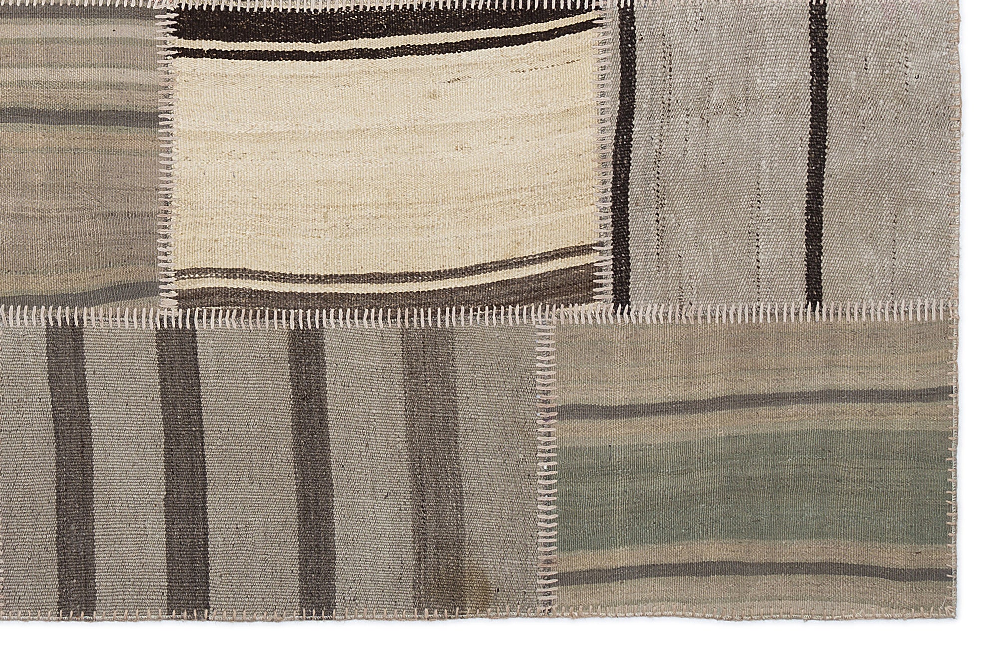 Striped Over Dyed Kilim Patchwork Unique Rug 5'3'' x 7'7'' ft 160 x 230 cm