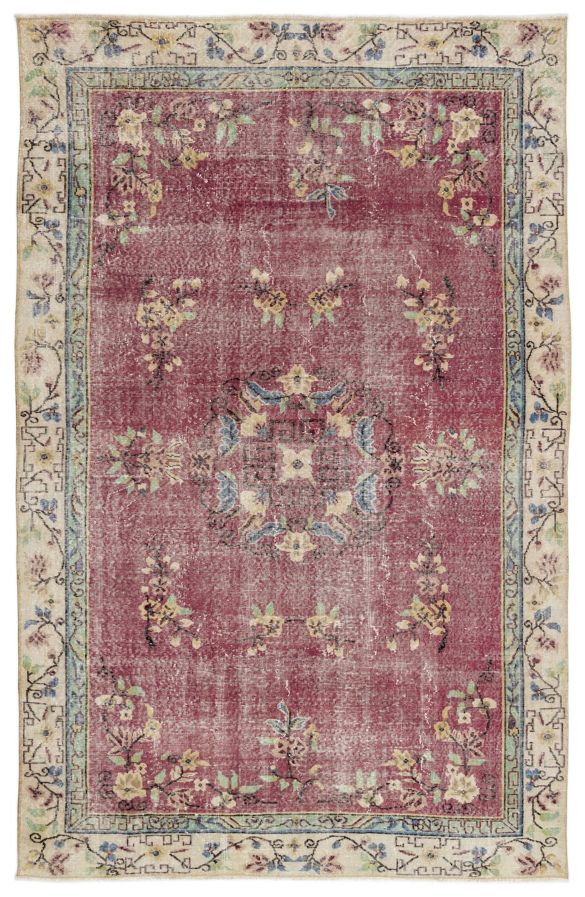Naturel Over Dyed Vintage Rug 6&#39;2&#39;&#39; x 9&#39;11&#39;&#39; ft 188 x 302 cm
