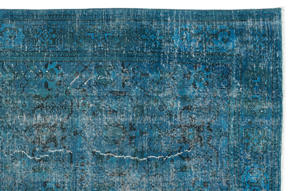 Turquoise  Over Dyed Vintage Rug 6&#39;3&#39;&#39; x 9&#39;9&#39;&#39; ft 190 x 297 cm
