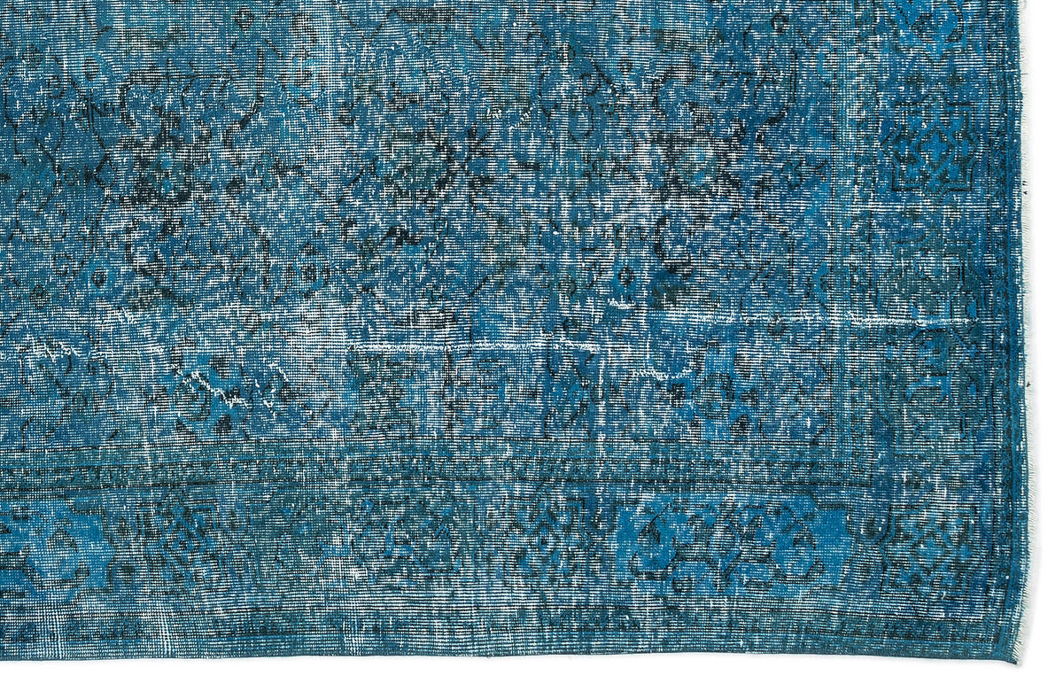 Turquoise  Over Dyed Vintage Rug 6&#39;3&#39;&#39; x 9&#39;9&#39;&#39; ft 190 x 297 cm