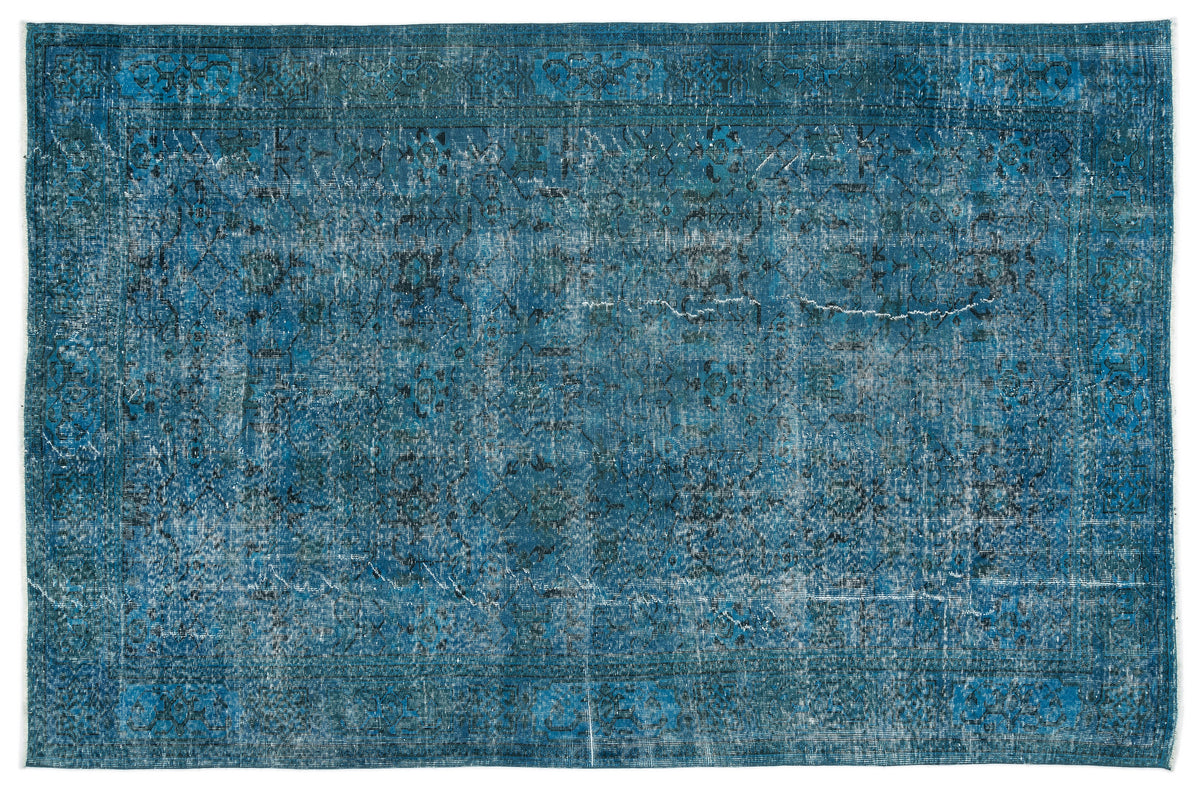 Turquoise  Over Dyed Vintage Rug 6&#39;3&#39;&#39; x 9&#39;9&#39;&#39; ft 190 x 297 cm