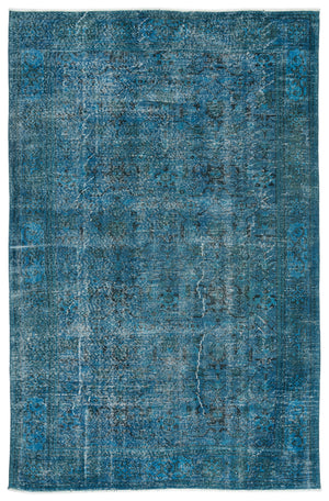 Turquoise  Over Dyed Vintage Rug 6'3'' x 9'9'' ft 190 x 297 cm
