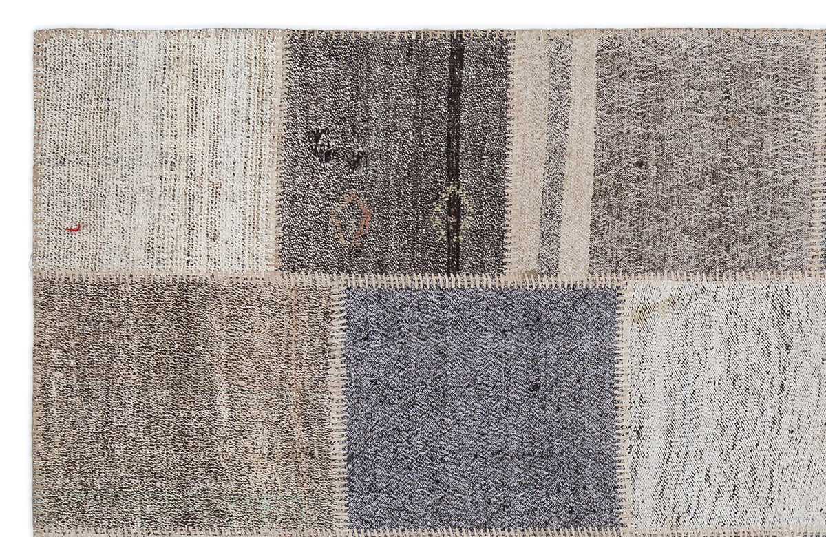 Striped Over Dyed Kilim Patchwork Unique Rug 5&#39;3&#39;&#39; x 7&#39;7&#39;&#39; ft 160 x 230 cm