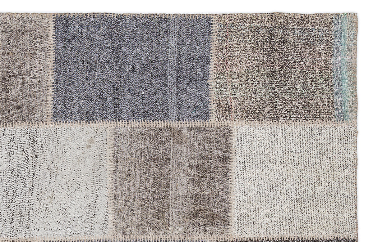 Striped Over Dyed Kilim Patchwork Unique Rug 5&#39;3&#39;&#39; x 7&#39;7&#39;&#39; ft 160 x 230 cm