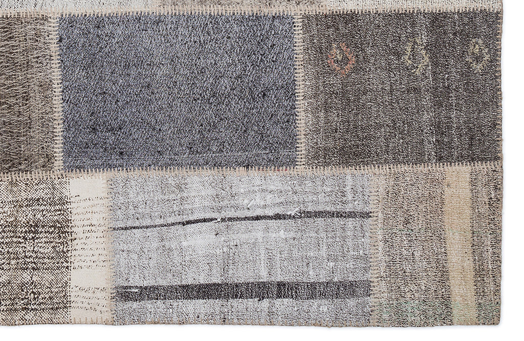 Striped Over Dyed Kilim Patchwork Unique Rug 5'3'' x 7'7'' ft 160 x 230 cm