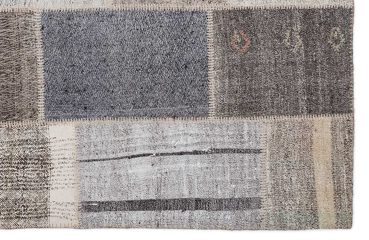 Striped Over Dyed Kilim Patchwork Unique Rug 5&#39;3&#39;&#39; x 7&#39;7&#39;&#39; ft 160 x 230 cm