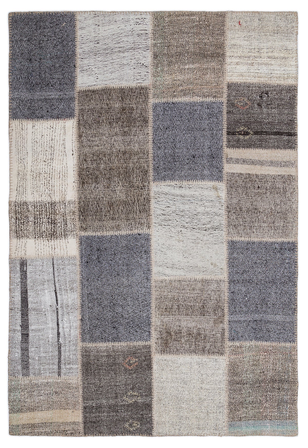 Striped Over Dyed Kilim Patchwork Unique Rug 5&#39;3&#39;&#39; x 7&#39;7&#39;&#39; ft 160 x 230 cm
