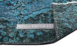 Turquoise  Over Dyed Vintage Rug 6'4'' x 9'3'' ft 193 x 283 cm