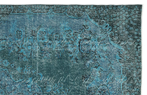 Turquoise  Over Dyed Vintage Rug 6'4'' x 9'3'' ft 193 x 283 cm