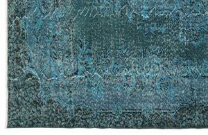 Turquoise  Over Dyed Vintage Rug 6'4'' x 9'3'' ft 193 x 283 cm