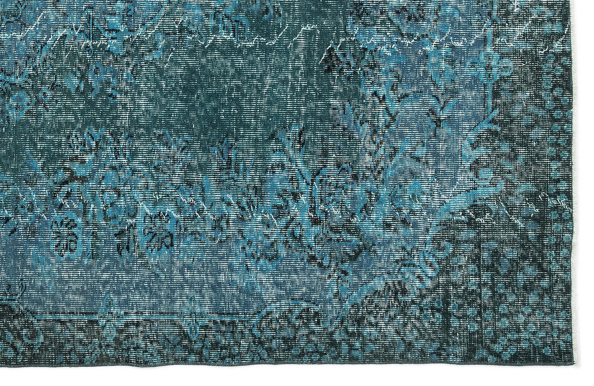 Turquoise  Over Dyed Vintage Rug 6&#39;4&#39;&#39; x 9&#39;3&#39;&#39; ft 193 x 283 cm