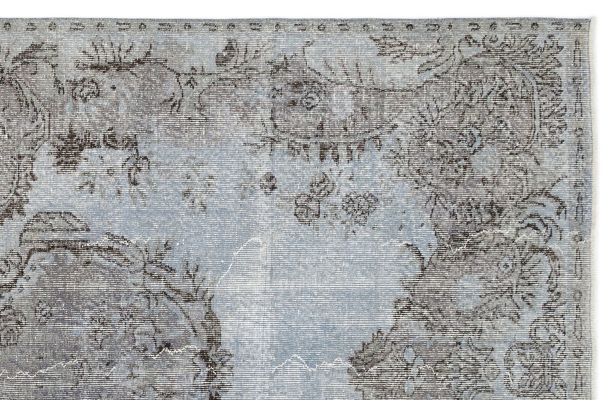Blue Over Dyed Vintage Rug 5&#39;8&#39;&#39; x 9&#39;9&#39;&#39; ft 172 x 298 cm