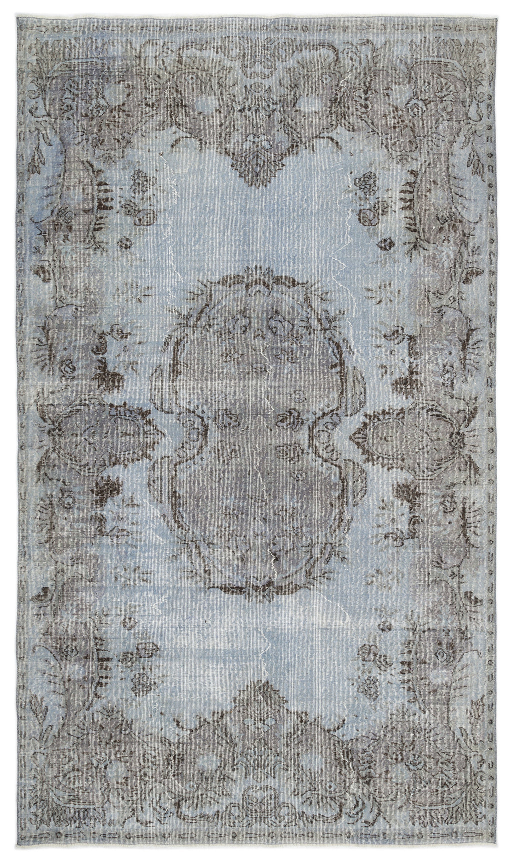 Blue Over Dyed Vintage Rug 5'8'' x 9'9'' ft 172 x 298 cm