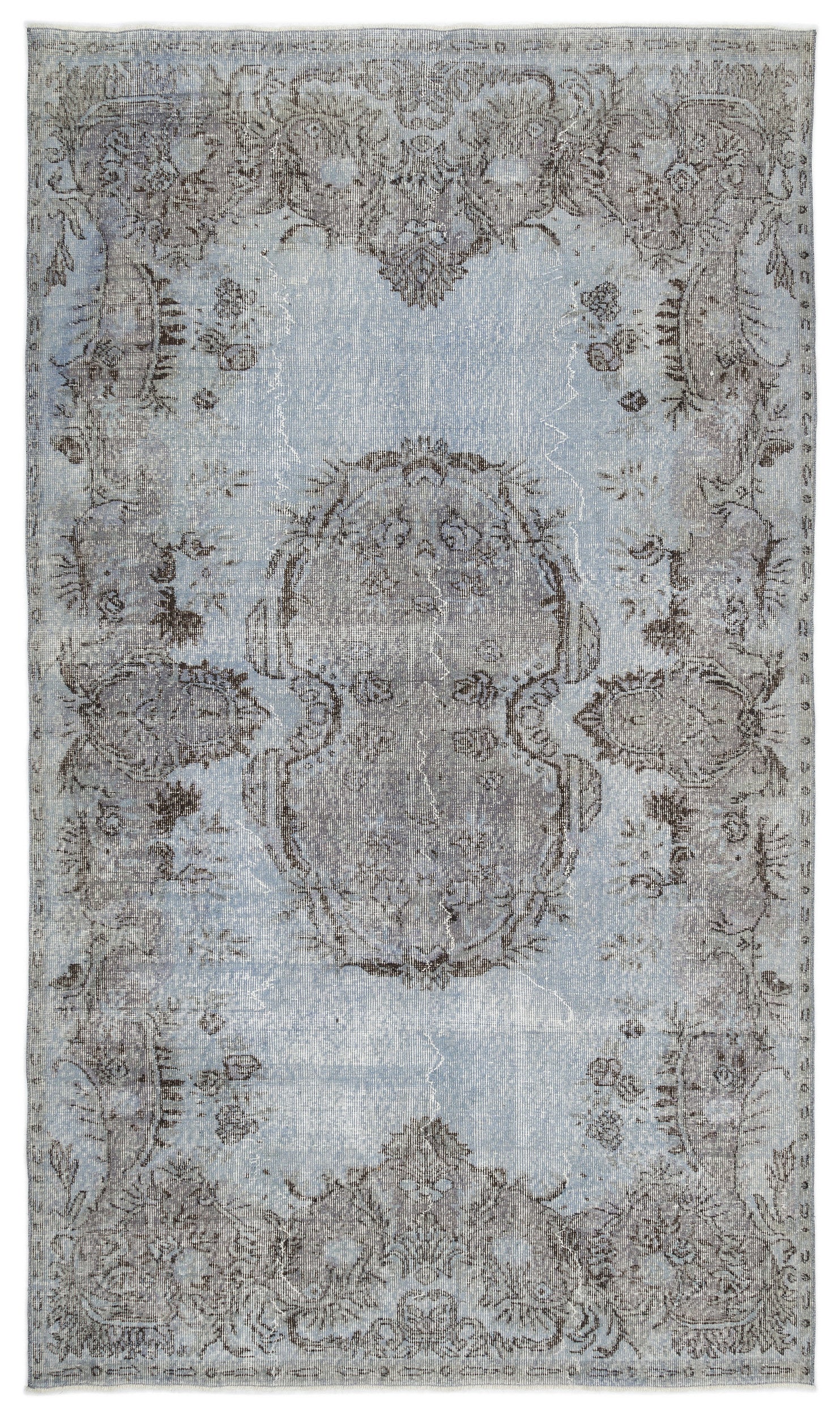 Blue Over Dyed Vintage Rug 5'8'' x 9'9'' ft 172 x 298 cm