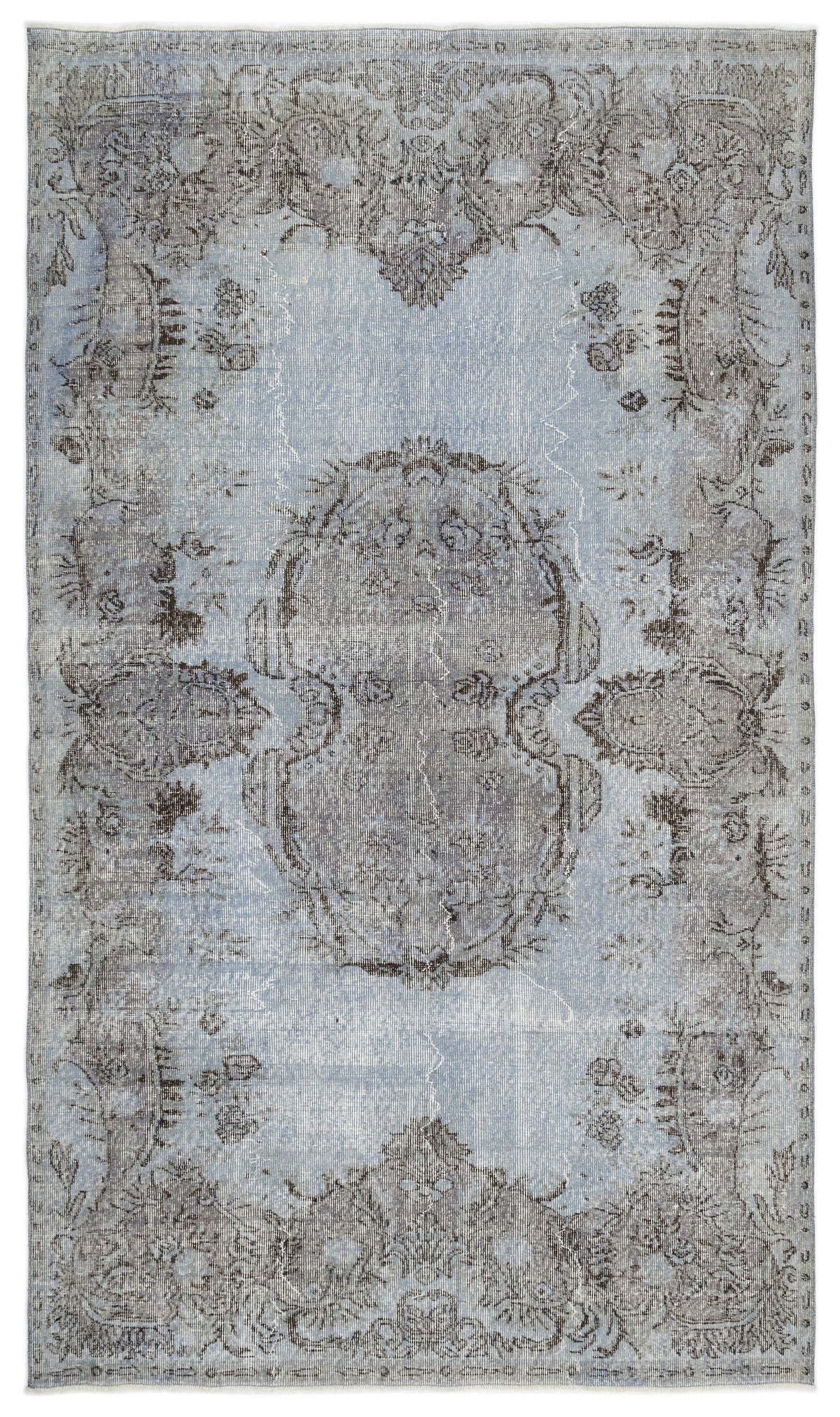 Blue Over Dyed Vintage Rug 5&#39;8&#39;&#39; x 9&#39;9&#39;&#39; ft 172 x 298 cm